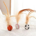 Rubber Ball Cat Toy Tennis Cat Interactive Toy Feather Cat Toys 2025