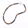 Factory Direct Making Natural Stone Tiger Eye Stone Matte Onyx Hematite Beads Custom Stainless Steel Clasp Men Necklace