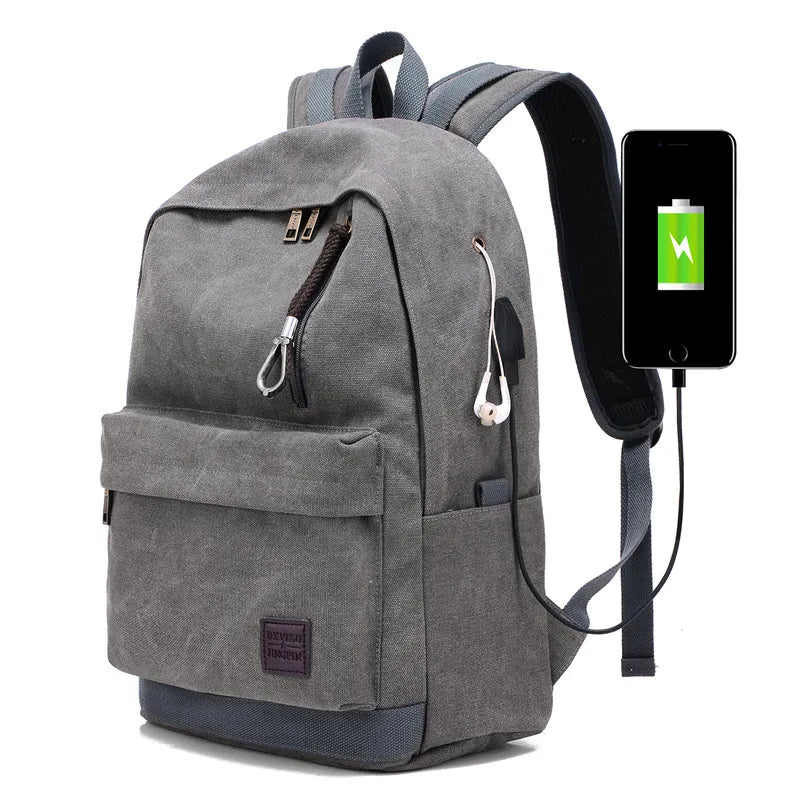 OEM Custom USB Charging Business Laptop Backpack Men College Student Notebook Bag with Zipper Closure and Polyester Lining