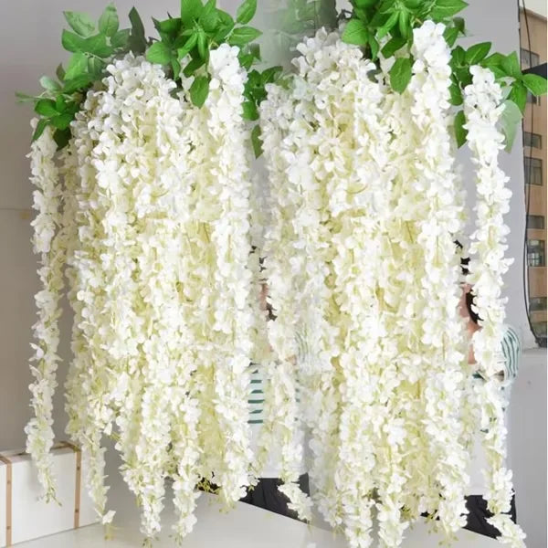 Wedding Flowers 3 Forks 180cm Long Stem Wisteria Flowers Ceiling Decoration Artificial Flowers