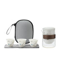 Portable Eco-Friendly Ceramic Travel Tea Set Outdoor Business Events Compact Gift Kit One Pot Three Cups Asian Zen Coffee Tea