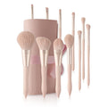 HUM New Design Wholesale Vegan Soft Fiber Hair Wood Handle Eco Friendly Custom 11pcs pink Makeup Brush Set with Bag