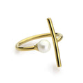 Minimalist Gold Color Midi Ring Set for Women Adjustable Size Stainless Steel With Shell Pearl Elegant Line Anel Jewelry