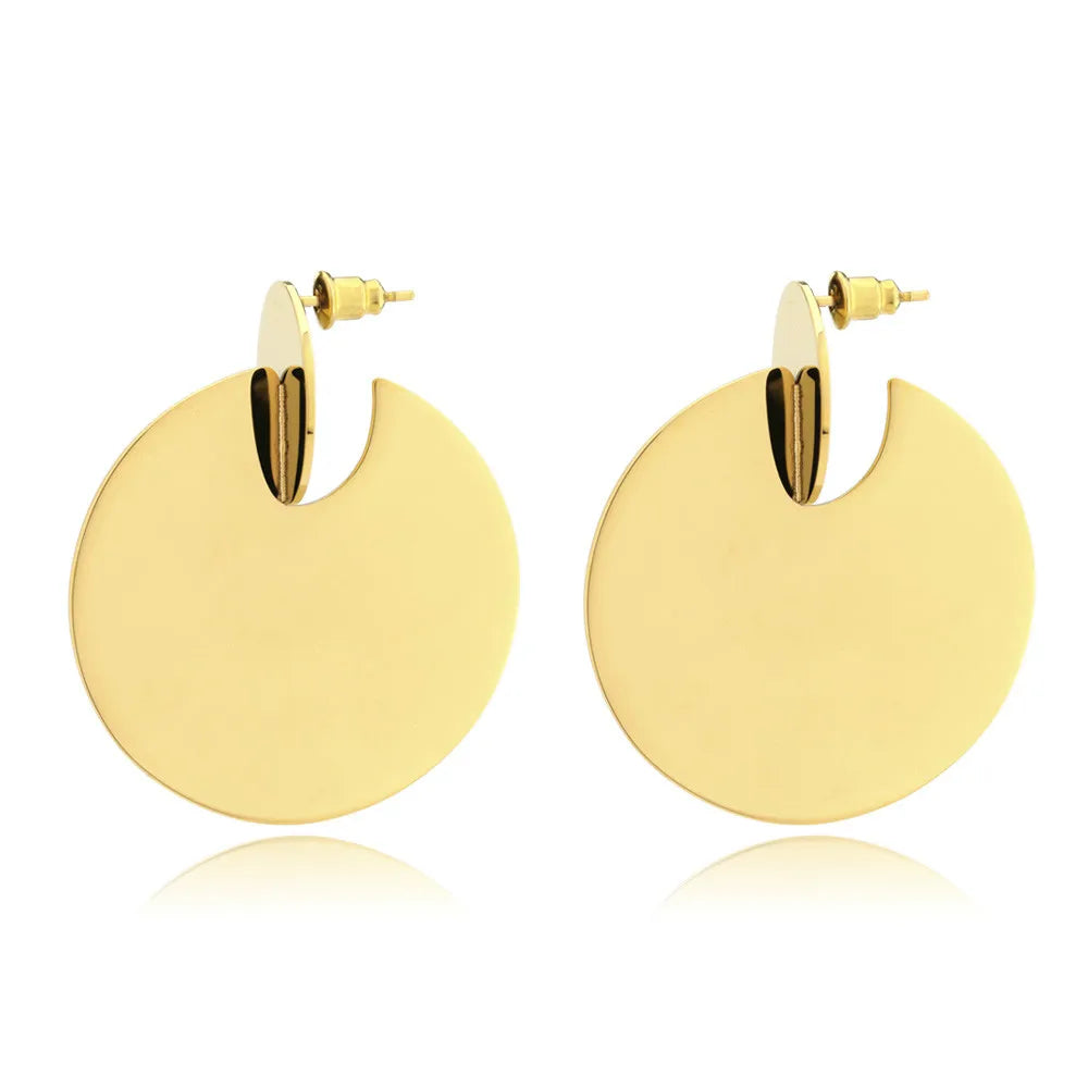 Big Circle Dangle Earrings Shiny Gold Drop Earrings for Women Fashion Jewelry Feminino Longos Brincos Grande