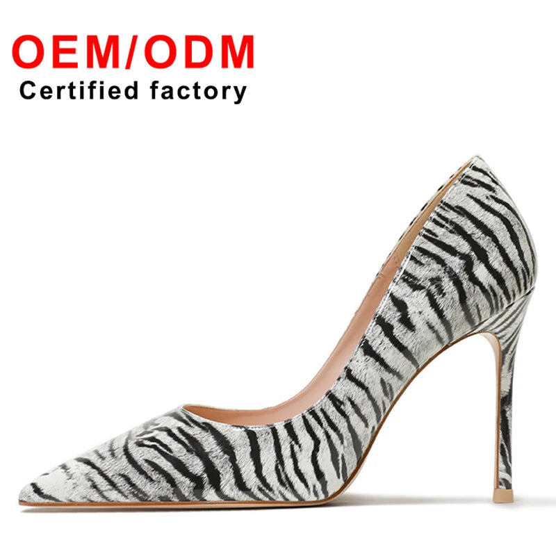 Elegant Women's 10cm Thin Heel Sandals Sharp Pointed Shallow Mouth PU Insole Comfortable Fashionable Brand Shoes for Women