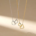 S925 Sterling Silver Double Ring Love Buckle Pendant Necklaces for Women Jewelry Accessories YB-XY-550