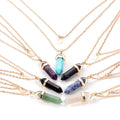 Natural Stone Bullet-Shaped Crystal Necklace Women Hexagonal Healing Point Moon Chain Pendant Factory Wholesale Link Pattern