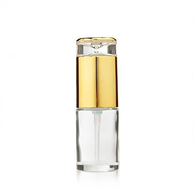 High Quality 20ml 30ml 40ml 50ml Glass Bottles Glass Pump Bottle Essential Oil Bottle Luxury Cosmetic with Gold Lid