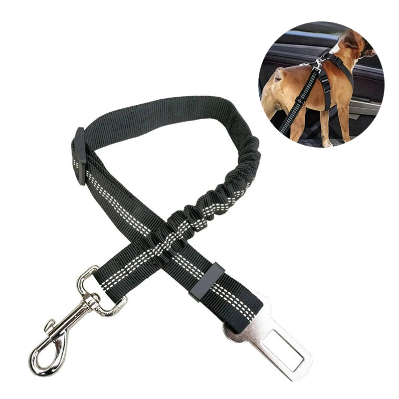 Personalized Adjustable Dog Car Seat Belt Polyester Lead Dog Leash Backseat Safety Belt Dog Harness Pet Collars Pet Accessories