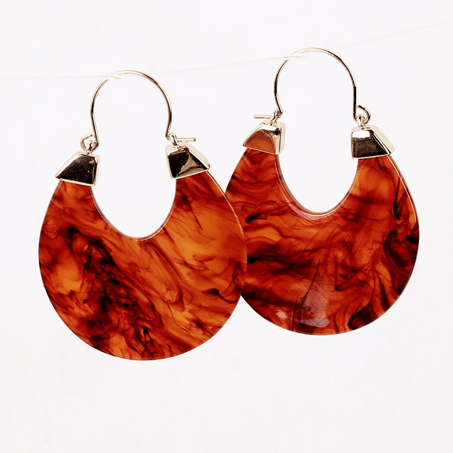 Bohemian Style Vintage Earrings Noble Women Acetate Sheet Amber Designer Hoop Earrings Acrylic