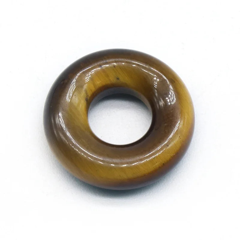 20mm Colorful Stone Crystal Agate Ring Jade Donut Pendant Ornaments Hollow Ring Stone