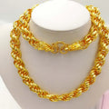 Dubai Gold Plated Twist Faucet Necklace Gold Wedding Jewelry Boutique Men's Blessing Headpiece Set