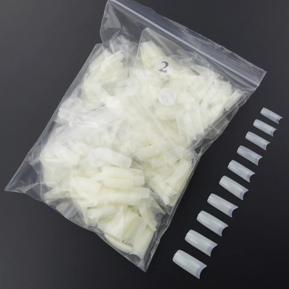 OEM Private Label Nail Factory 500pcs Gelly Clear Natural False Nail Tips Square French Nail Tips
