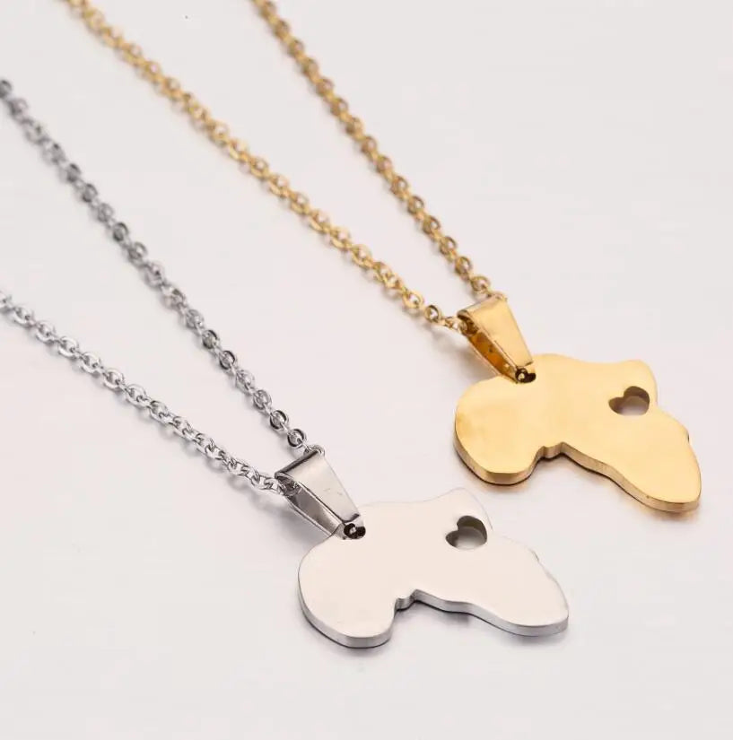 Go Party Wholesale love Africa Map Necklace Stainless Steel African Map Necklace