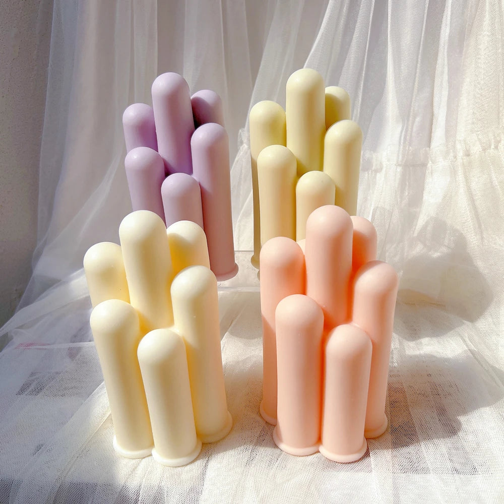 Cylindrical Column Decorative Table Candle Gift Irregular Pillar Soy Wax Silicone Molds Geometric Cylinder Candle Mold