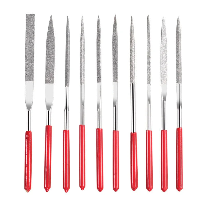 PEX 5x180mm Diamond Files Metal Jeweler Stone Polishing Wood Carving Craft Double-cut Plating Needle File Set 3x140mm Hand Tool