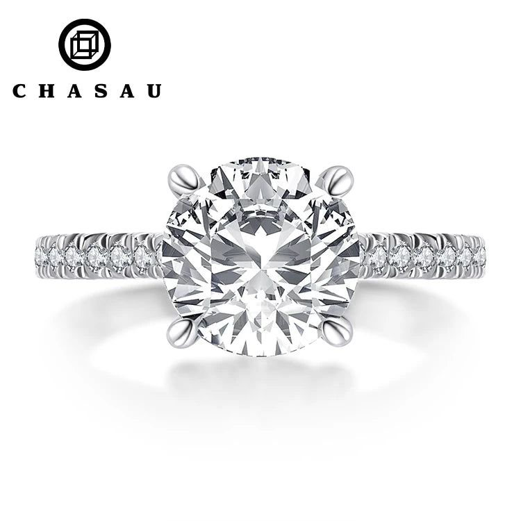 Factory Supply Directly 925 Sterling Silver 9.5mm 3 CT Round Cut Cubic Zirconia Engagement Solitaire Promise Ring