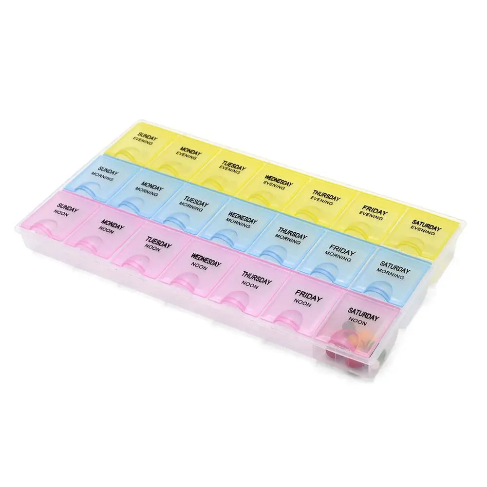 Wholesale Different Color Cute Plastic Monthly 28 Compartments 7 Day Pill Box
