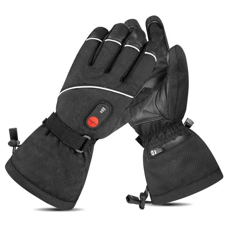 Unisex Electrical Battery Heated Gloves Women Men Touchscreen Snowbroading Thermal Heat Ski Leather Heated Hand Warmers Gloves