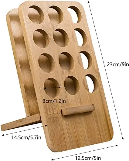 Essential Oil Rack Bamboo Aromatherapy Storage Stand 12 Holes  Lipstick Perfume Nail Polish Display Stand Holder