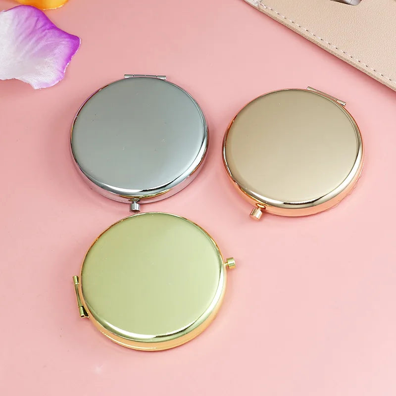 Cosmetic Mirror Double-Sided 1X/2X Magnifying Metal Pocket Makeup Mirrors Round Folding Portable Pocket Compact Mirror for Purse