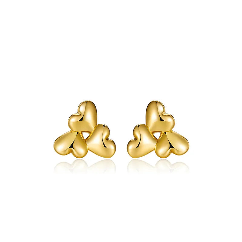 Sansheng III Heart Shaped Earrings 925 Sterling Silver Love Fashion Versatile Earrings Women's New Trend