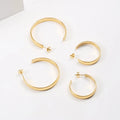 New Arrival Trendy Earrings 18K Gold Plated Smooth Surface C Shape Hoop Earrings Stainless Steel Jewelry
