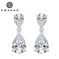 Latest Design Promotional 925 Silver Lab Emerald Shiny Simulated Diamond Double Pear Stud Earrings