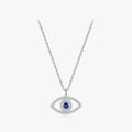 Trendy Luxury Neck Chain for Women Platinum Plated Jewelry 925 Sterling Silver Hollow Blue Zirconia Evil Eyes Pendant Necklace