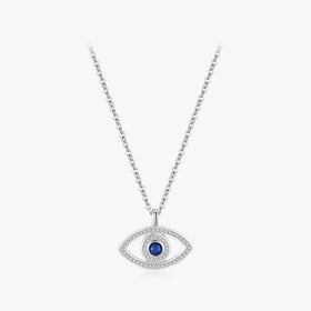 Trendy Luxury Neck Chain for Women Platinum Plated Jewelry 925 Sterling Silver Hollow Blue Zirconia Evil Eyes Pendant Necklace