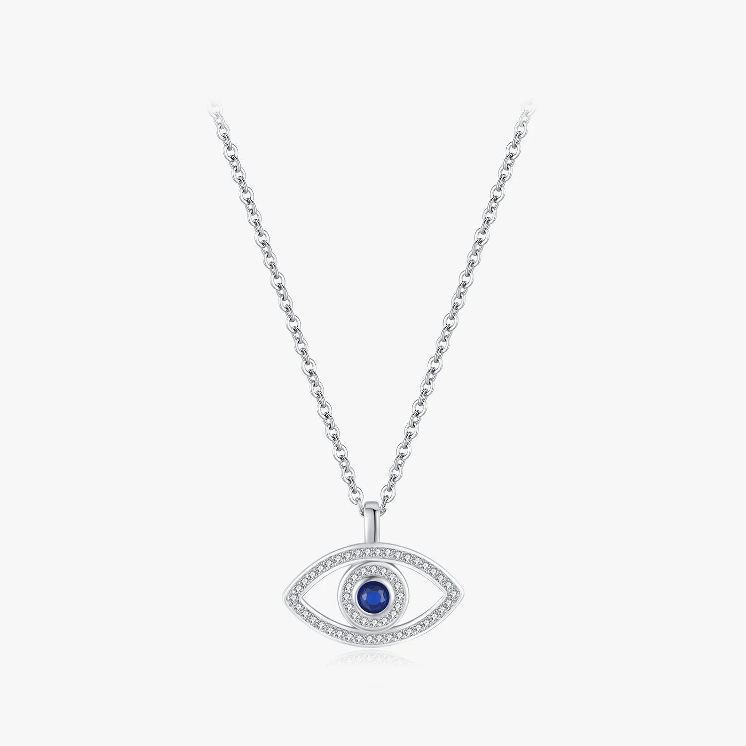 Trendy Luxury Neck Chain for Women Platinum Plated Jewelry 925 Sterling Silver Hollow Blue Zirconia Evil Eyes Pendant Necklace
