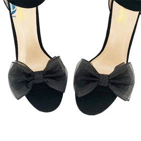 Women Black Fabric Butterfly Shoe Clips Buckle Accessories Wedding Heels Decoration