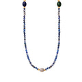 Bohemian Mixed Color Cut Blue Spirit Gray Natural Stone Beaded Handmade Necklace Versatile Queen Mother Ornament Women