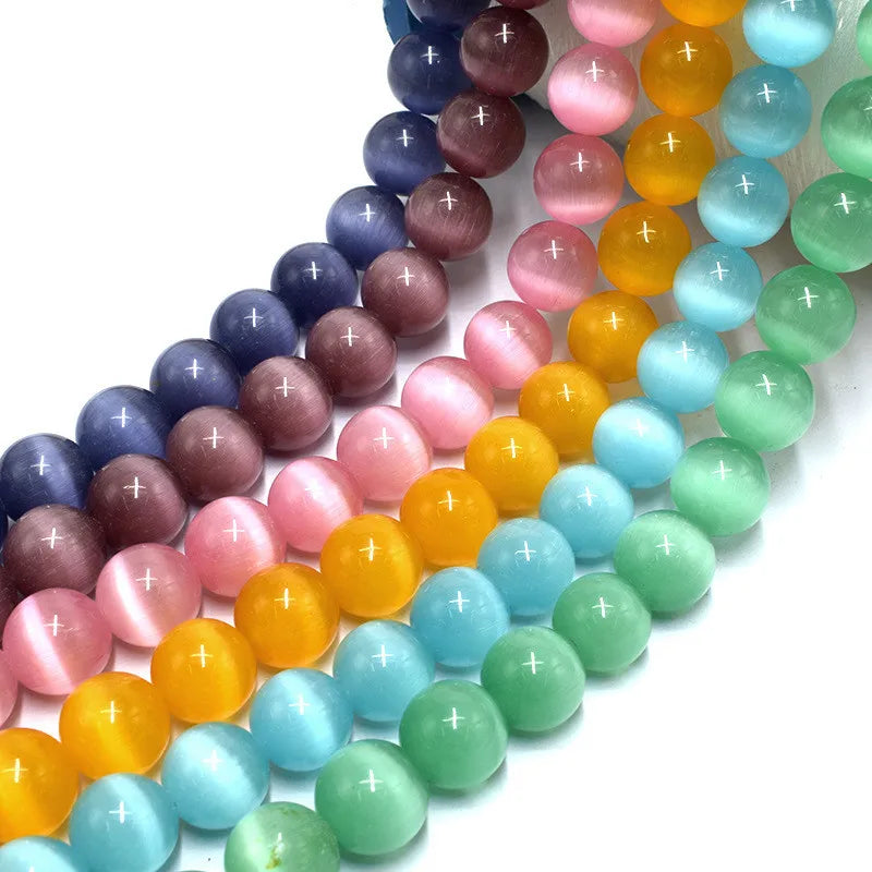 Crystal Handmade Bracelet Natural Stone String Loose Beads Cat Eye Beads