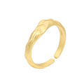 925 Sterling Silver 18K Gold Plated Chunky Twisted Hammered Ripple Resizable Ring for Women Trendy