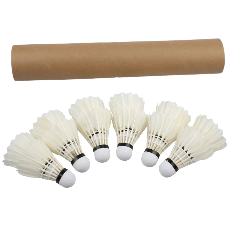 Durable 12-Piece Indoor Badminton Shuttlecock Set White Goose Board Feather Flying Stability White Shuttlecock