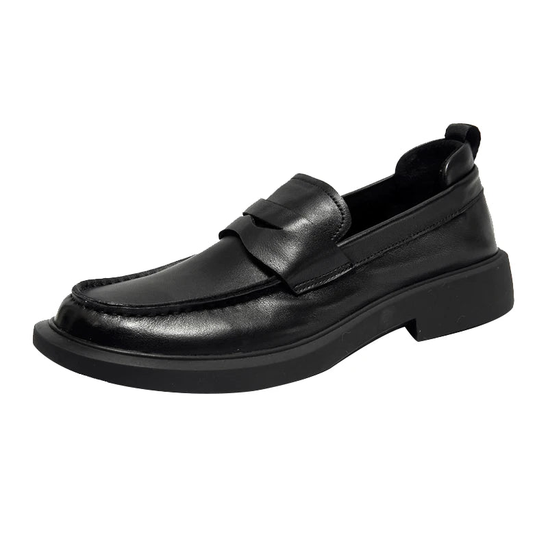 AMPLE New Arrival Men's Autumn Lightweight Black Leather Oxford Gingham Pattern Breathable Anti-Slip Comfortable Casual Slip-On
