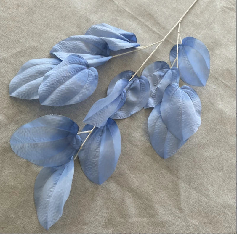 Multicolor- Light Blue Flores Artificiales Long Branch Bread Leaf  for Wedding Decoration
