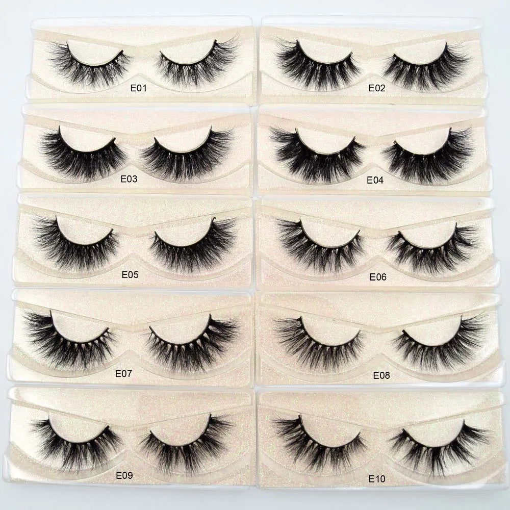 E02 False Eyelashes Mink Wholesale Siberian Strip Eyelash Private Label Eyelash Packaging Vendor 3D Mink Lashes