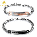 Valentines Couple Paired Bracelet Stainless Steel Diamond Setting Black Rose Gold Plated Para Pulseras Pareja