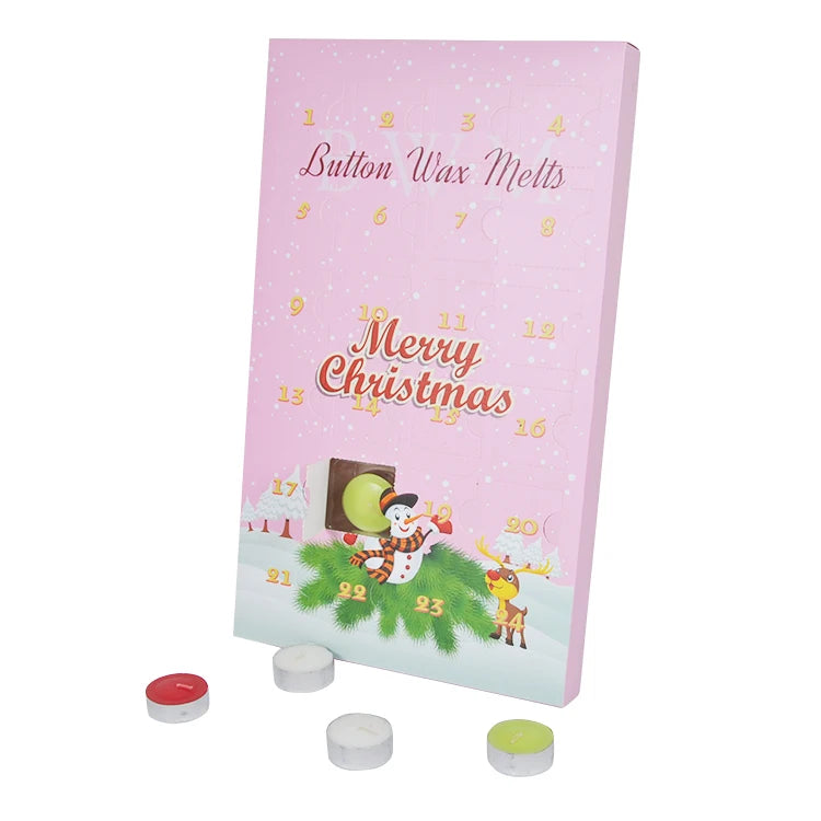 Recycled Materials Empty Advent Calendar Wax Melt Bath Bombs Box Paper Packaging Gift for Candle Candy Glossy Lamination
