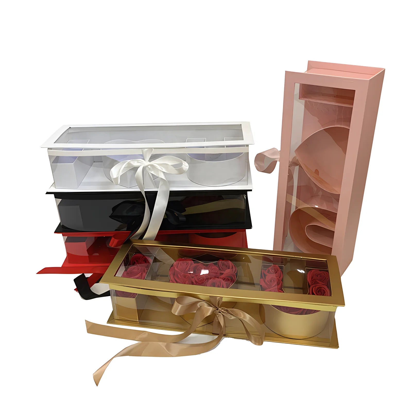 Spot (accept Custom) Transparent PVC Window Letters I love You Box Flowers Gift Box Flower Box with Ribbon