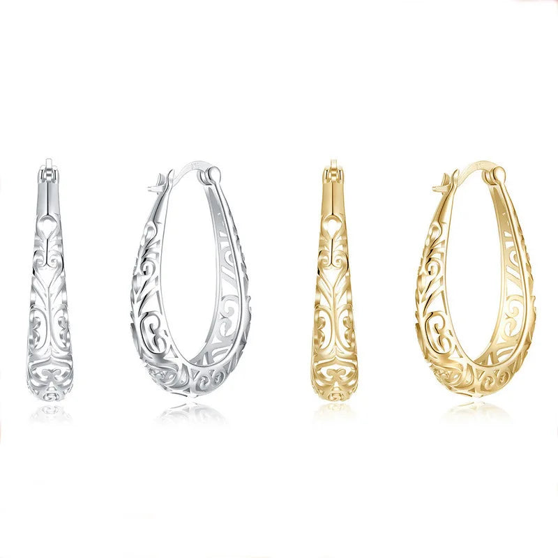JOYFFO Women's 925 Sterling Silver Dangle Earrings 18K Gold  Hypoallergenic Fashion Hoop Earrings Gold Silver