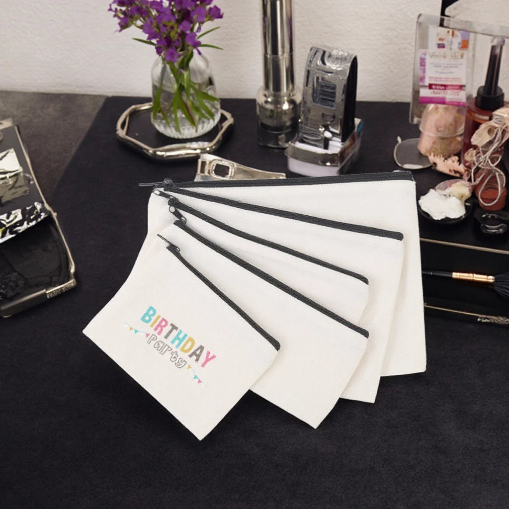 Custom Logo Luxury Cotton Canvas Zipper Makeup Bag Reusable Daily Travel Toiletry Bag with Canvas Zipper Birthday Party Gift