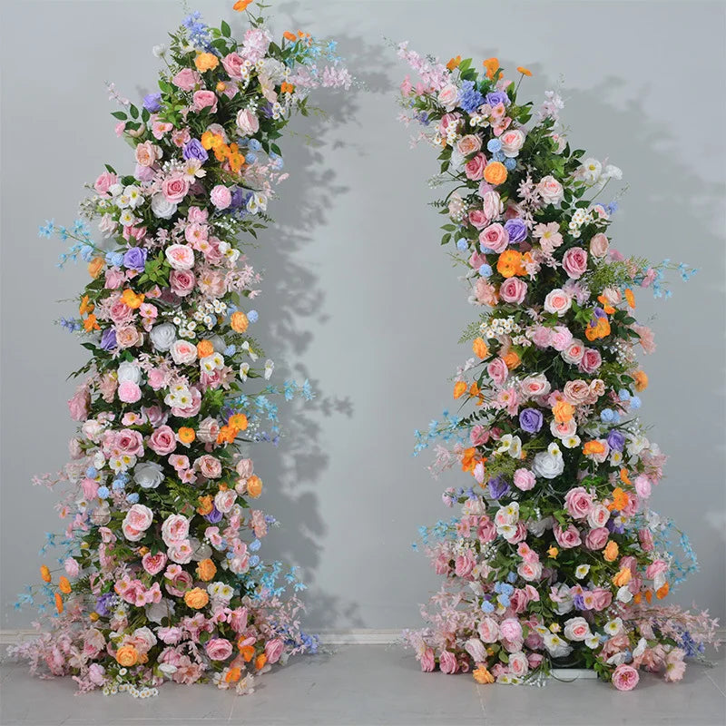 Wholesale Colorful Artificial Wild Flowers Horn Shape Flower Arch for Wedding Decor Wedding Party Decorations