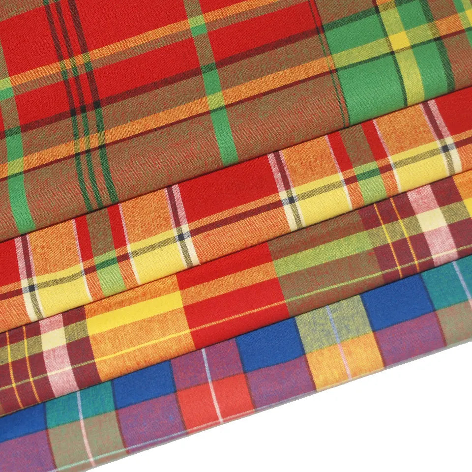 Suppliers Woven Yarn Dyed 21s 100% Cotton Plaid Madras Fabric for Shirt Women