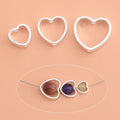 Fit 8mm 10mm Beads 925 Sterling Silver Hollow Flat Heart Frame Bezel for Crystal Gemstone Connector Jewelry Making