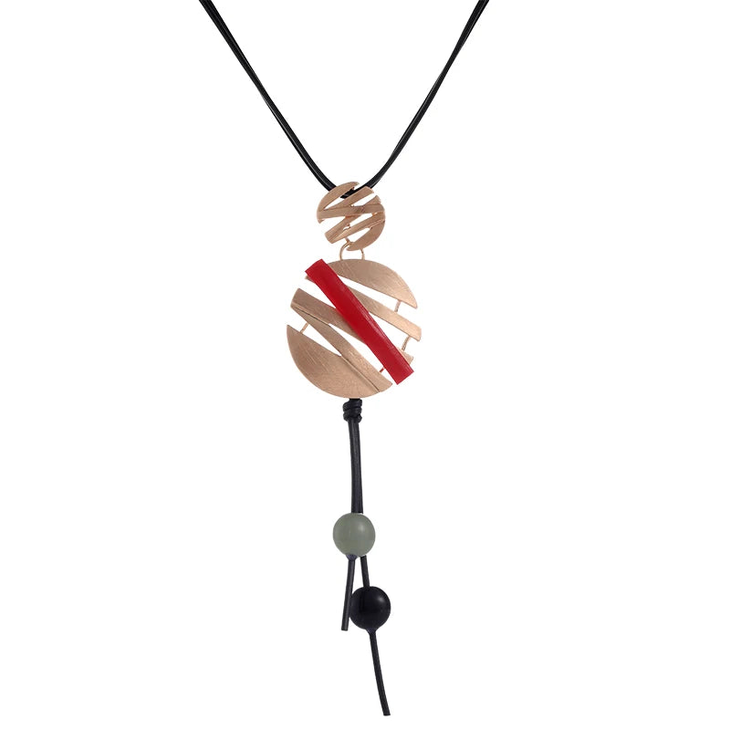 TongLing Vintage Necklace Hollow Out Circular Pendant Long Sweater Necklace for Daily Wearing