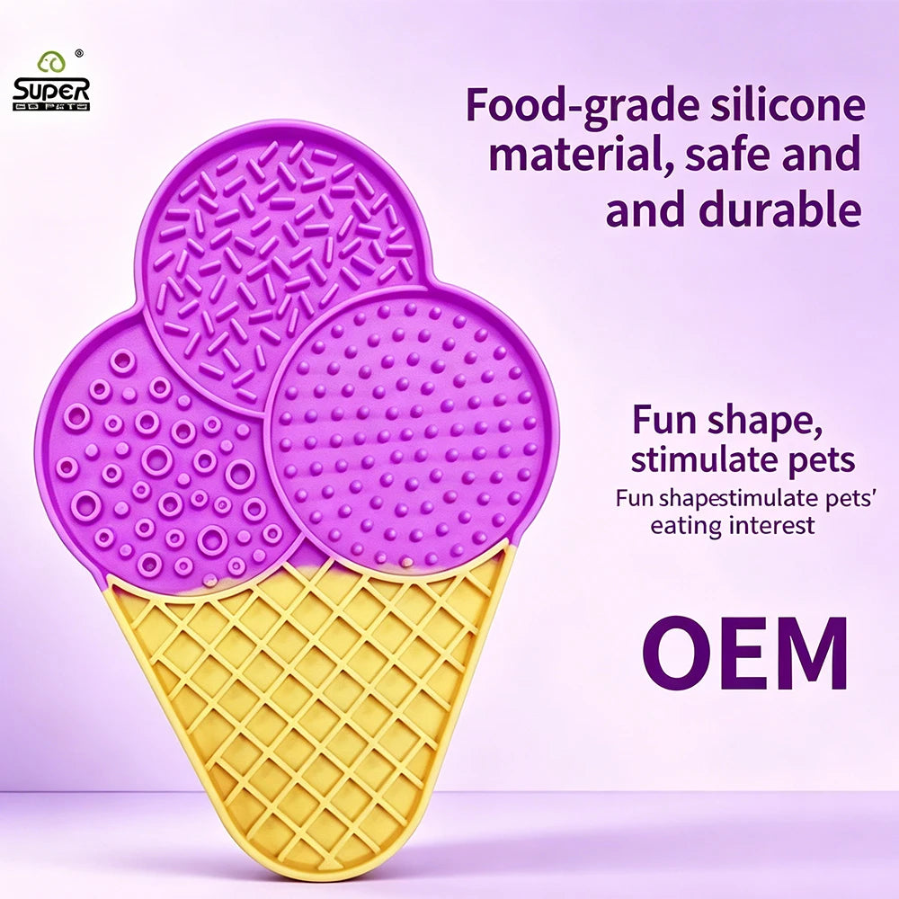 Icea Cream Dog Cat Licking Mats Silicone Slow Feeding Mat Wholesale 3 Days Quick Dispatch 4 Colors Stocks Pet Feeding Mat