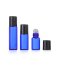 In Stock 1ml 2ml 3ml 5ml Mini Blue Glass Roll on Perfume Bottle Essential Oil Bottle with Stainless Steel Roller Ball